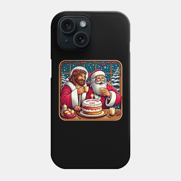 Happy Birthday Jesus Santa Claus Let It Snow Christmas We Saw That meme Phone Case by Plushism