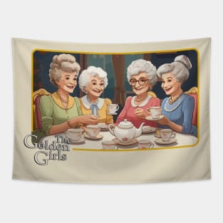 Golden Tea Party Tapestry