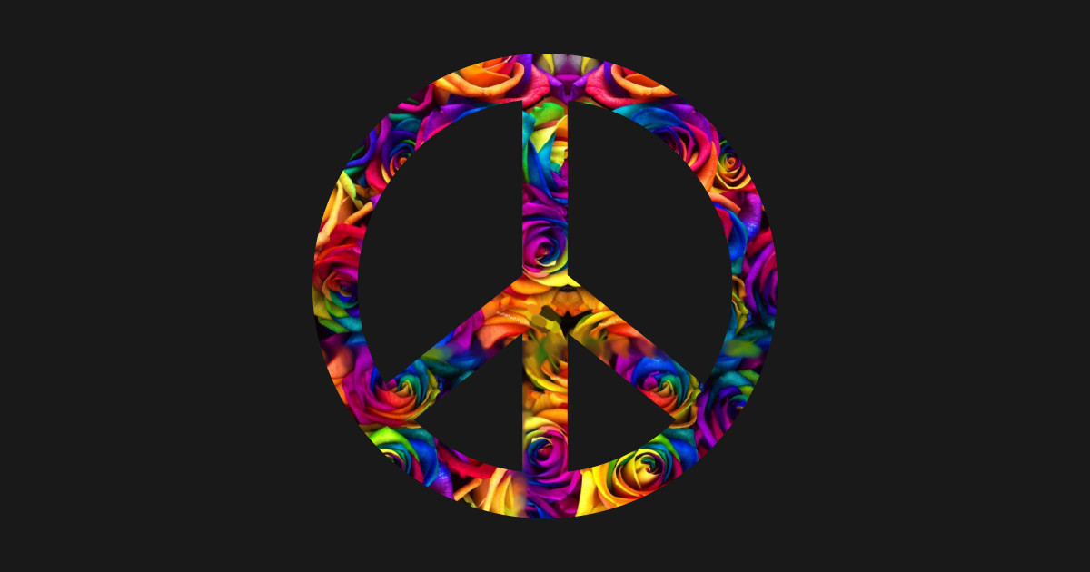 Peace And Love Symbol With Flower Power Peace TShirt TeePublic
