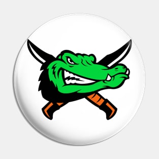 Alligator Face Swords Logo Pin