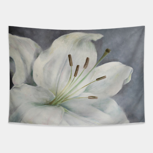 Original Oil Painting Lily On A Silver Background For Your