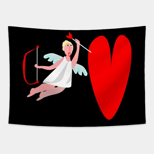 Funny, original gift for Valentine's Day, Love heart & Cupid. Tapestry by KristinaEvans126