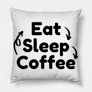 Eat Sleep Coffee Repeat. Funny Coffee Lover Gift Pillow