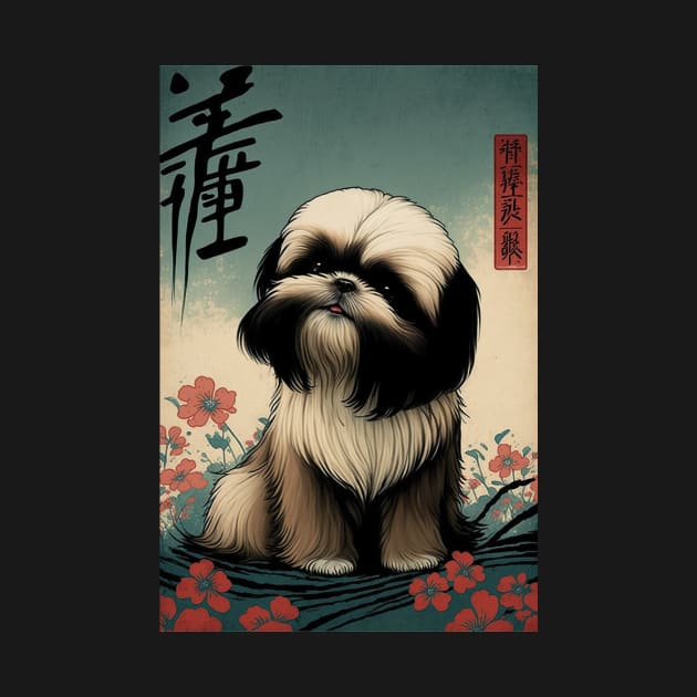 Super Cute Shih Tzu Portrait - Japanese style by KoolArtDistrict