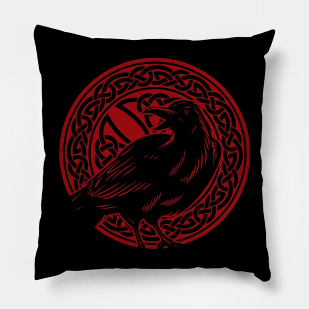 Viking Scandinavia Crow Pillow by ShirtsShirtsndmoreShirts