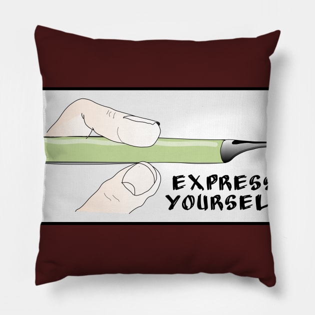 Pen in fingers, express yourself ! Pillow by GribouilleTherapie