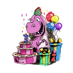 Pink Birthday Dinosaur Girl - 3 Years Old T-Shirt