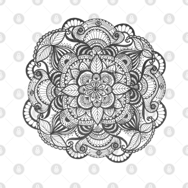 Black lineart mandala love doodle by Bloomartgallery