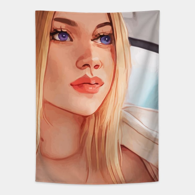 Cartoon Girl Tapestry by Bespired