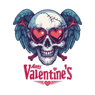 Darkly Deviant: Anti Valentine's Day Blue | Pop Art Cupid's Skull T-Shirt