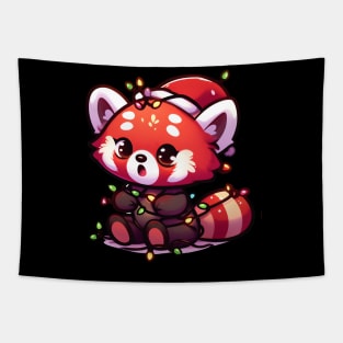 Cute Christmas Red Panda Tapestry