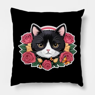 A Black Cat illustration Pillow