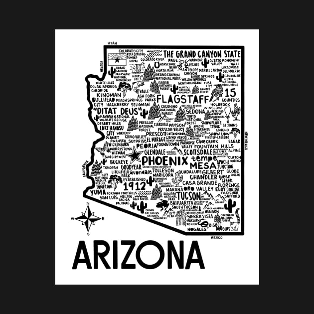 Arizona Map by fiberandgloss