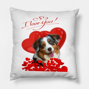 valentines day Loves Aussies Australian Shepherd Pillow