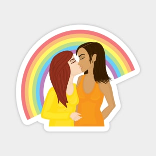 Girls kissing under the rainbow Magnet