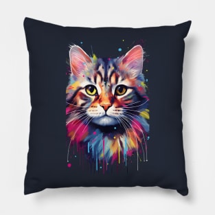 Colorful Cat Head Pillow