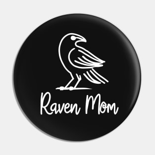 Raven Mom white line art Pin