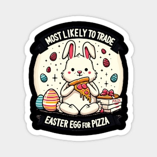 Pizza-Loving Bunny Easter Egg Trade-Off Design Magnet