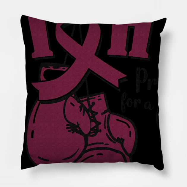 Fight Pray For A Cure Sickle Cell Awareness Burgundy Ribbon Warrior Support Survivor Pillow by celsaclaudio506