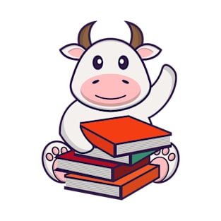 Cute cow reading a book. T-Shirt