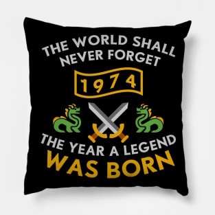 1974 The Year A Legend Was Born Dragons and Swords Design (Light) Pillow