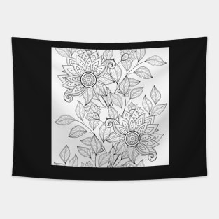 Non Colored Spring Pattern with Floral Motifs Tapestry