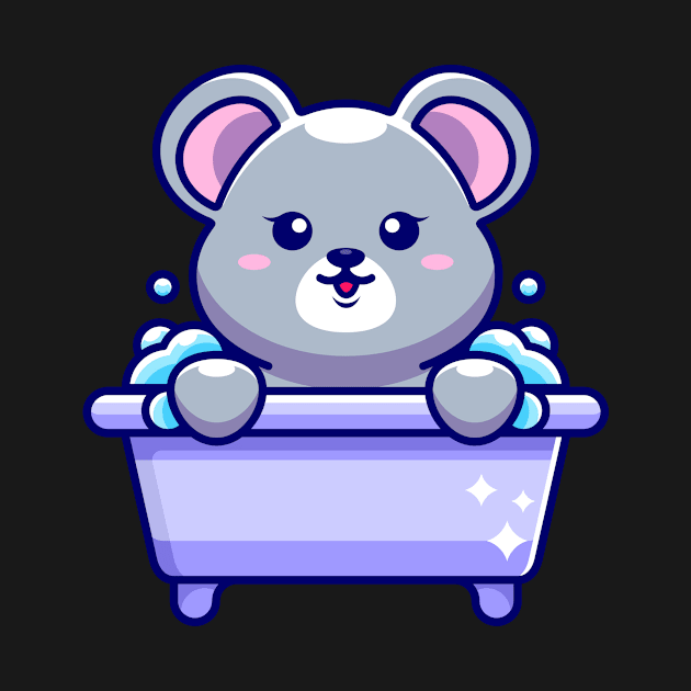 Cute mouse in a bathtub cartoon character by Wawadzgnstuff