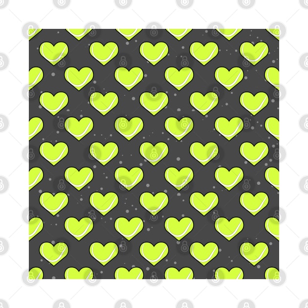 Tennis Ball Texture In Heart Shape - Pattern on Dark Background by DesignWood-Sport