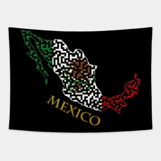 Mexico Outline Maze & Labyrinth Tapestry