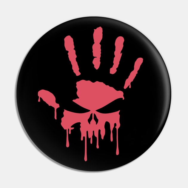 Bloody Skull Hand Print Pin by BoneheadGraphix