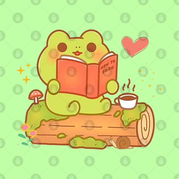 Cottagecore Reading Frog by Sugoi Otaku Gifts