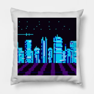 Pixel art cyberpunk cities 3 Pillow