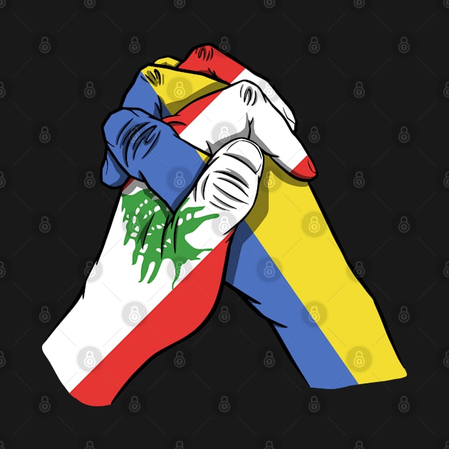 Lebanon and Ukraine Flags Holding Hands Ukraine Lebanon Roots by BramCrye