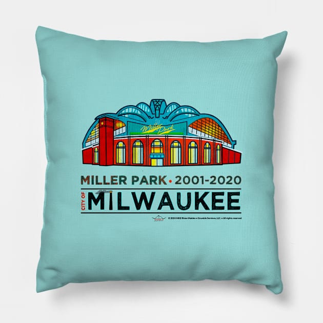 Miller Park • Milwaukee Brewers • MKE WI Pillow by The MKE Rhine Maiden