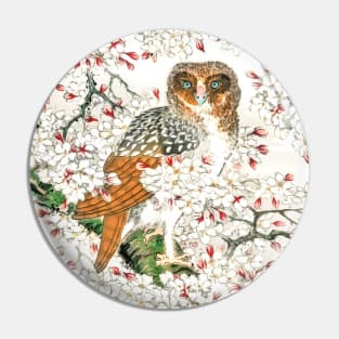 Owl and Cherry Flowers I Pin