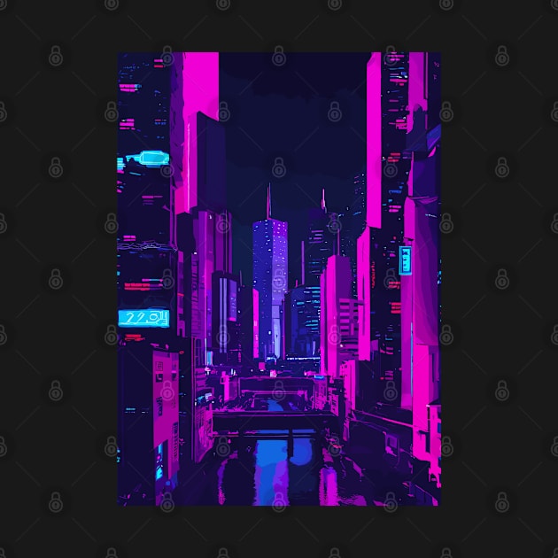 Cyberpunk Cityscape Neon Futuristic City by Art-Jiyuu