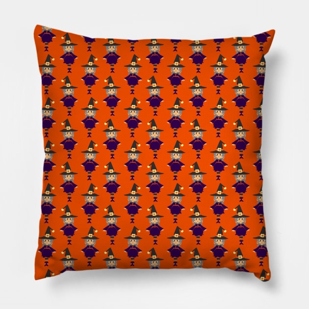 Gray Haired Witch Pattern Pillow by saradaboru