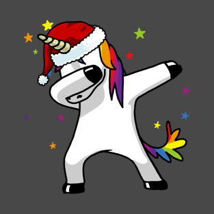 Dabbing Unicorn Shirt Hip Hop Dab Santa Hat Christmas Shirt III T-Shirt