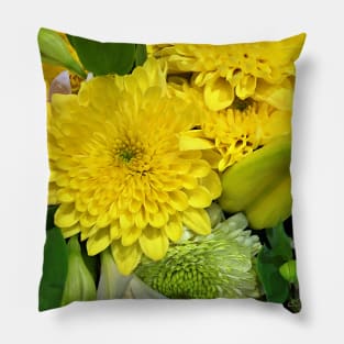 Bouquet of White, Yellow, Pink and Green Flowers - Beautiful Floral Photo Pillow