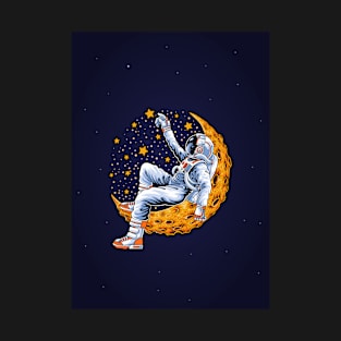 An astronaut sitting on the moon and catch stars T-Shirt