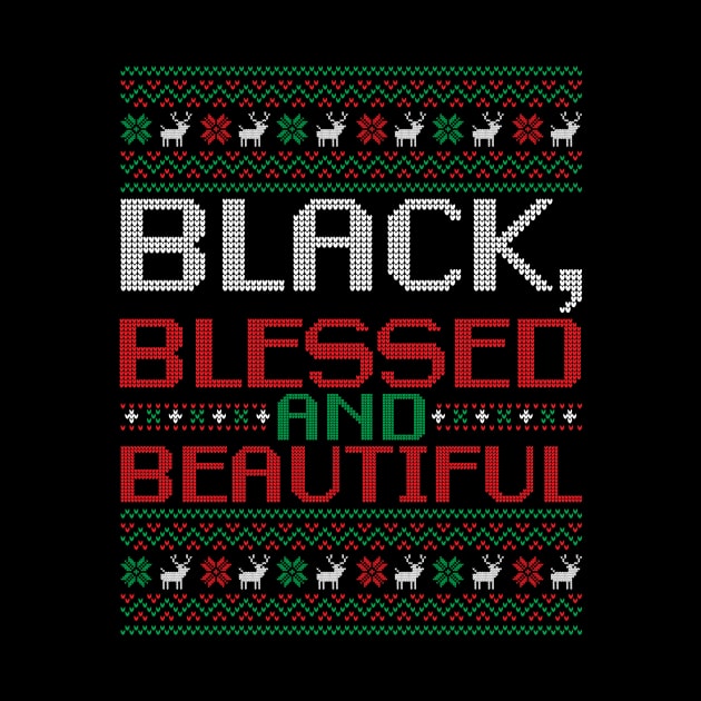 African American Ugly Christmas Sweater, Black Blessed and Beautiful by mcoshop