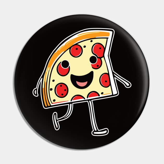 Cute Walking Smiling Pizza Slice Pin by CutyDesigns