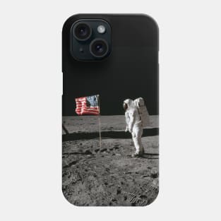 Astronaut and US Flag on Lunar Surface Apollo Moon Landing Phone Case