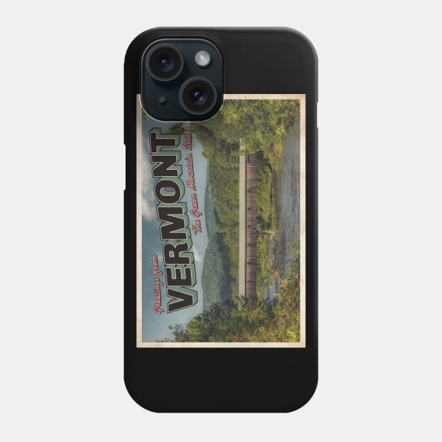 Greetings from Vermont - Vintage Travel Postcard Design Phone Case by fromthereco