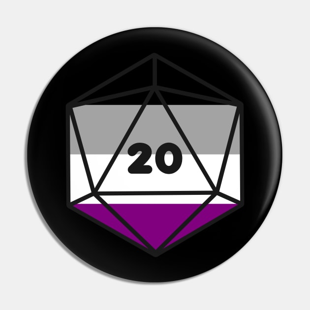 D20 - Asexual Pride Dice Pin by pscof42