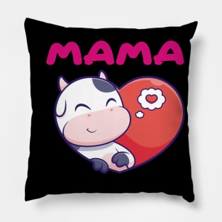 cute cow love heart Mama Pillow