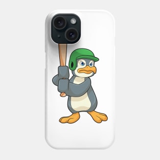 Penguin at Baseball with Baseball bat & Helmet Phone Case