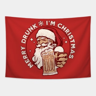 Merry Drunk I'm Christmas - Santa Claus Xmas Drinking Tapestry