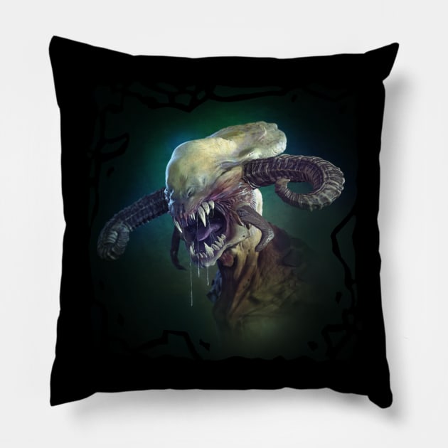 Creature bite Pillow by INKSPACE