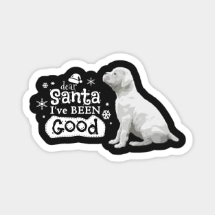 Santa I've Been Good, Christmas White Boxer Puppy Magnet